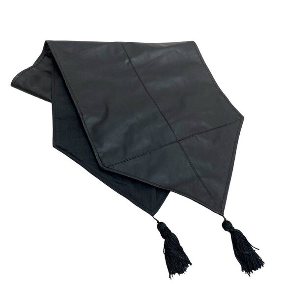 Black Table Runner Faux Leather Modern Table Accent Halloween Spooky - Picture 1 of 7